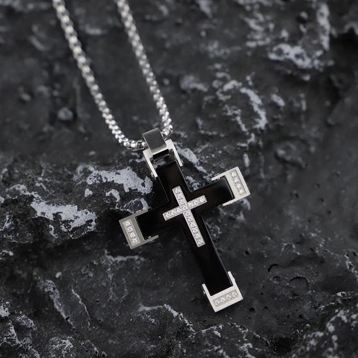 Zircon Gemstone Cross Pendant Necklace 02 Zircon Gemstone Cross Pendant Necklace 02