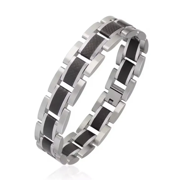Custom Black Carbon Fiber Stainless Steel Fashion Jewelry Bracelets Mens Custom Black Carbon Fiber Stainless Steel Fashion Jewelry Bracelets Mens