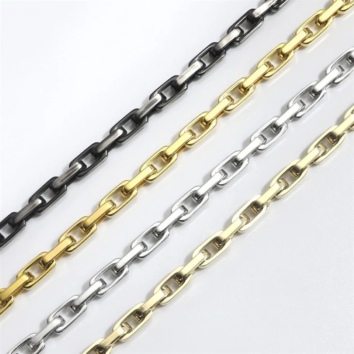 Rectangular Link PVD Gold Stainless Steel Necklace price Rectangular Link PVD Gold Stainless Steel Necklace price