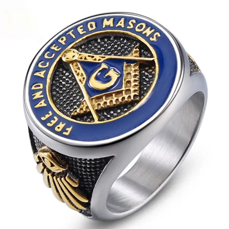 Blue And Gold Emblem Signet Ring