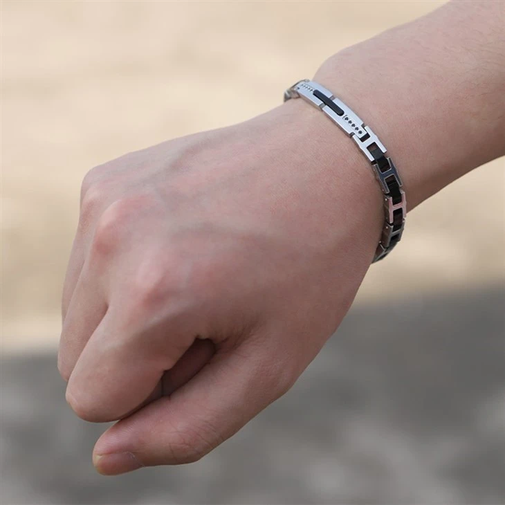 Stainless Steel & Ceramic Link Bracelet With Zircon Inlays factory